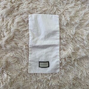 Gucci Small White Cotton Fold-Over Dust Bag Authentic Storage Pouch 5”x5”